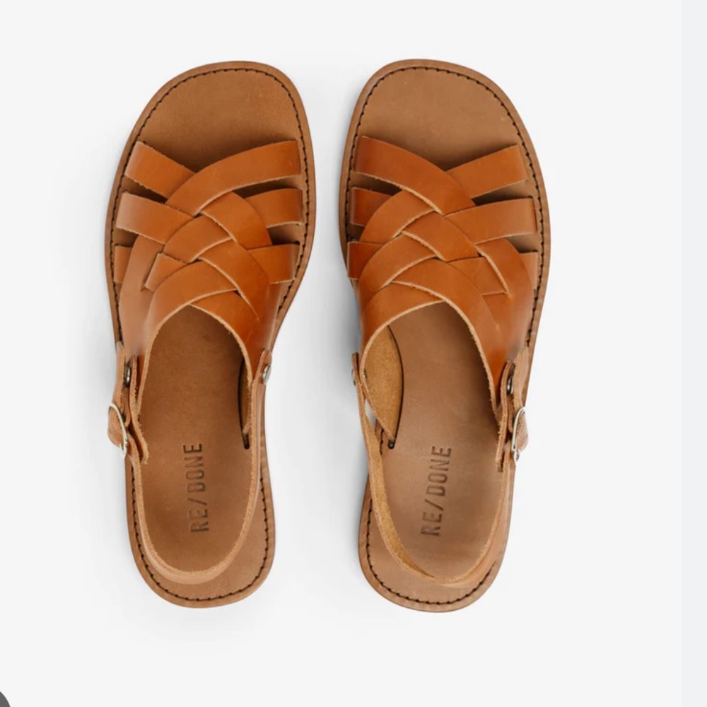 RE/DONE 90s Fisherman Leather Brown Sandals - Picture 2 of 7
